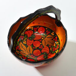 Конфетница с ручкой, 12-13×12-13 см, дерево, хохлома