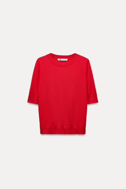 BASIC PLAIN KNIT SHORT SLEEVE TOP - Zara фото 10