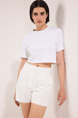 Beyaz Pamuklu Astarl? Brode K?sa Sort & Bermuda TWOSS25SR00225 - Trendyolmilla фото 5