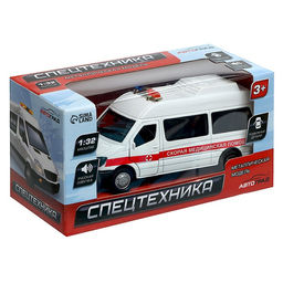 Машинка металлическая «Скорая», 1:32, свет и звук, инерция, открываются двери