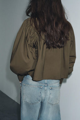 PUFF SLEEVE POPLIN SHIRT ZW COLLECTION - Zara фото 3