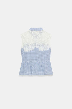 COMBINED GINGHAM BLOUSE - Zara фото 7