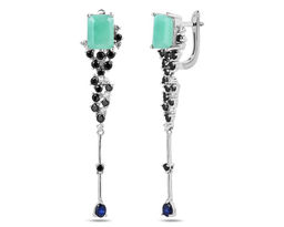 Серьги, изумруд берилл , сапфир корунд , шпинель нат., NKD-2601