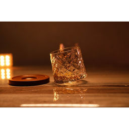 Стакан для виски «Торн», 250 мл, на деревянной подставке, стекло, прозрачный