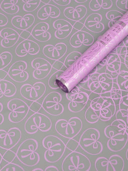 Плёнка для цветов «Бантики», прозрачная/светло- сиреневая, 0.6×9.3±5% м, 40 мкм, 200 г