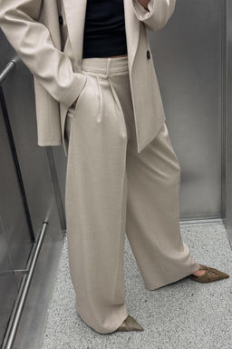 DARTED WIDE-LEG TROUSERS