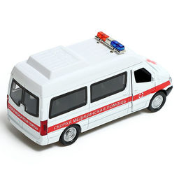 Машинка металлическая «Скорая», 1:32, свет и звук, инерция, открываются двери