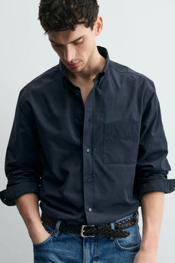 CAMISA REGULAR FIT ALGOD?N / Azul - Zara фото 5