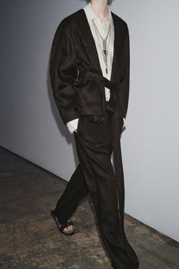 ZW COLLECTION LINEN BELTED KIMONO - Zara фото 4