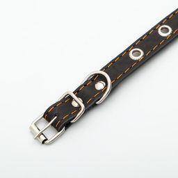 Ошейник кожаный однослойный с рифлеными люверсами, безразмерный, 40 х 1,5 см, ОШ 27-35 см, чёрный 7 - Пижон фото 4