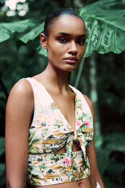 PRINTED KNOT CROP TOP - Zara фото 6