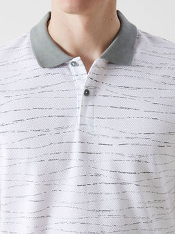 Polo Yaka K?sa Kollu Desenli Penye Erkek Ti??rt