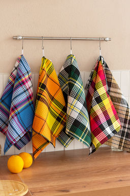 Набор полотенец вафельн."Шотландка" 40*75 см (5шт)