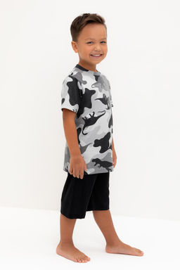 К 1614/камуфляж с динозаврами,черный пижама для мал