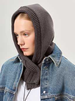 Капор жен. шерсть+акр LB-A53074 graphite