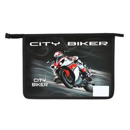 Папка для тетрадей А4, 340×245×50 мм, молния сверху, объемный 3D рисунок, «Сити байкер»