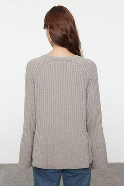 More Sustainable Vizon Genis Kal?p Peplum Detayl? Pamuklu Triko Kazak TWOAW25KZ00305
