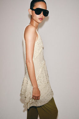 VESTIDO CORTO JACQUARD ZW COLLECTION / Crudo / Beige