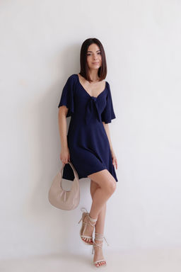 Martichelli Платье синее с завязками на груди  фото 4