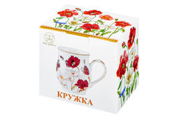 Кружка 350 мл 11,5*8,2*10 см Маки бочонок, NEW BONE CHINA - Elan gallery фото 12
