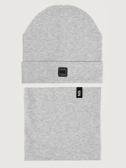 Комплект шапка и снуд 12л22926 серый меланж
