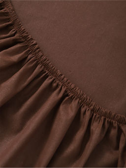 Простыня на резинке из поплина гладкокрашеного - Шоколад 160х200х25