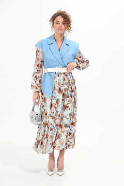 Платье NIKVA н904-4 голубой+акварель  фото 5