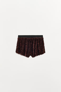 CONTRAST WAISTBAND SEQUIN SHORTS