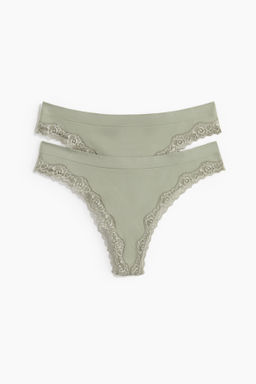 Pack 2 bragas thong con ribete de encaje Seamless - H&m фото 2