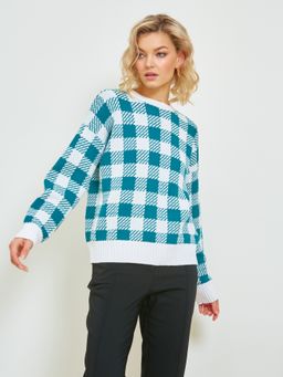 Джемпер вязаный в клетку - Stilla фото 4