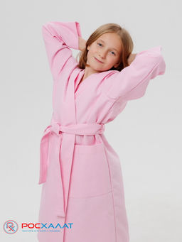 Подростковый вафельный халат с капюшоном светло-розовый В-18 (8)