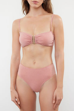 Pembe Straplez Aksesuarl? Simli Brazilian Bikini Tak?m? TBESS24BT00054