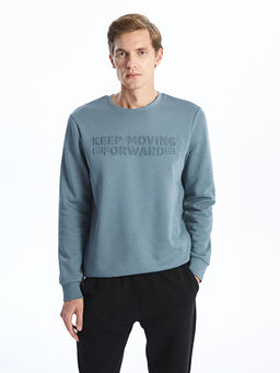 Bisiklet Yaka Uzun Kollu Erkek Kal?n Sweatshirt