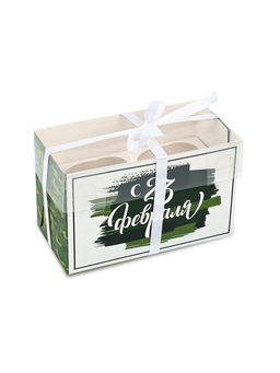 Цена за 5 шт. Коробка для капкейка 23 февраля, 16?8?10 см