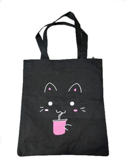 Сумка шоппер черная с цветными принтами в ассортименте - Storyland фото 14