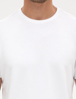 Beyaz Regular Fit Kal_n Dokulu Bisiklet Yaka Basic Ti__rt - Pierre cardin фото 6