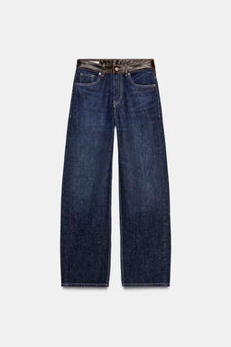 TRF STRAIGHT WIDE HIGH-WAIST LEATHER JEANS - Zara фото 5