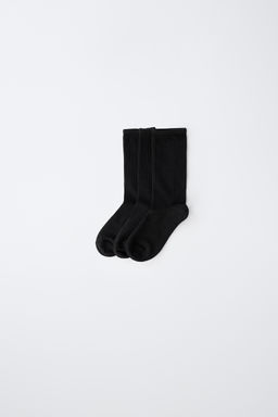 PACK TRES CALCETINES LARGOS LISOS / Negro