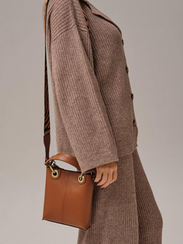 Сумка кожаная кросс-боди Deboro 30347 коньяк/сафьяно