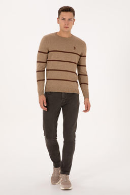 Erkek Slim Fit Bisiklet Yaka Haki Kazak - U.s. polo assn фото 4