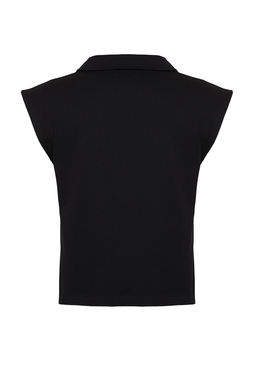 TRENDYOLMILLA Ekru %100 Pamuk Polo Yaka Regular/Normal Kal?p Orme T-Shirt TWOSS24TS00075 фото 8