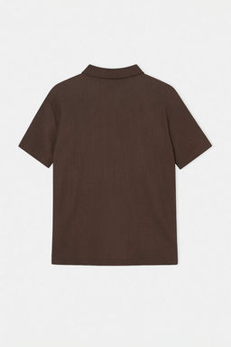 Kahverengi Regular/Normal Kesim Dokulu Polo Yaka T-shirt TMNSS26PO00005 - Trendyolmilla фото 3