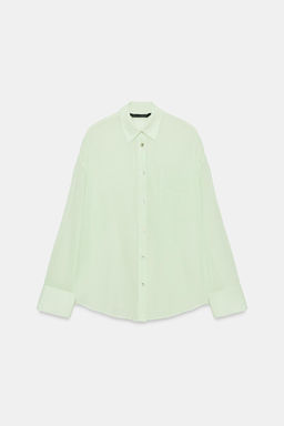 CAMISA GASA OVERSIZE BOLSILLO / Blanco / Verde