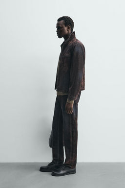 FLOCKED VELVET RELAXED FIT JEANS - Zara фото 3