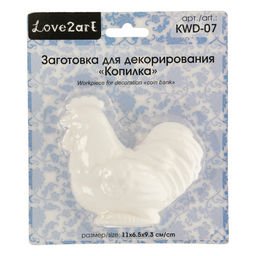 Love2art KWD-07 Заготовка для декорирования копилка пластик 11 х 6.5 х 9.3 см СК/Распродажа петух