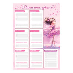 Цена за 2 шт. Расписание уроков А3, арт. 72580/ 50 БАЛЕРИНА В КЕДАХ (297х420 мм, материал: мелованный картон 235 г