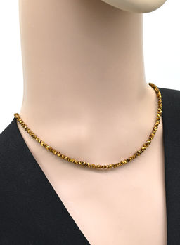 Чокер на шею женский из циркона огранка 3мм цв.золотистый, 39см
