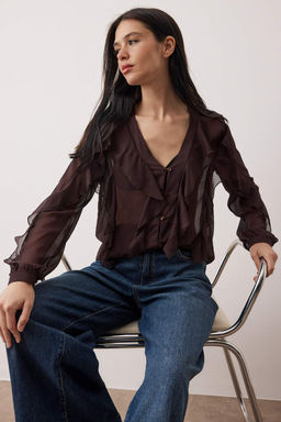 Bordo Volanl? Boho Gomlek TWOAW26GO00045