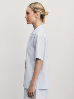 Рубашка с коротким рукавом из фактурного хлопка / Zarina  фото 4