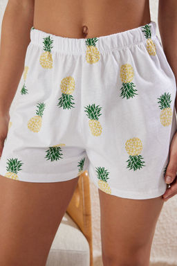 Trendyolmilla Beyaz %100 Pamuklu Ananas Desenli Sortlu Orme Pijama Tak?m? THMSS25PT00062  фото 4